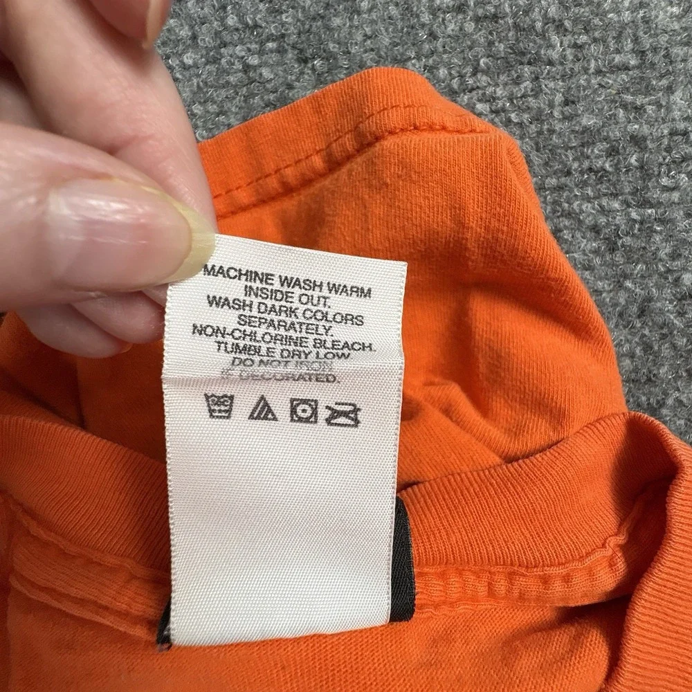Vintage 90s Y2K Harley Davidson T Shirt L Made In USA Orange Flame R.K. Stratman